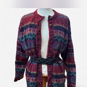 Virgin wool  Scottish  Women's Cardigan vintage  sweater